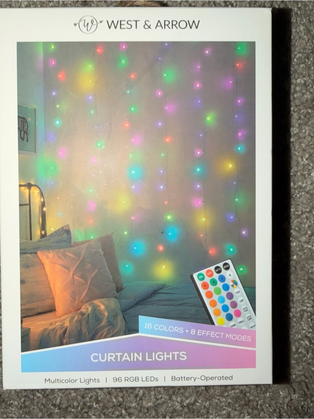 West & Arrow RGB LED Curtain Lights 16 Colors Remote Control